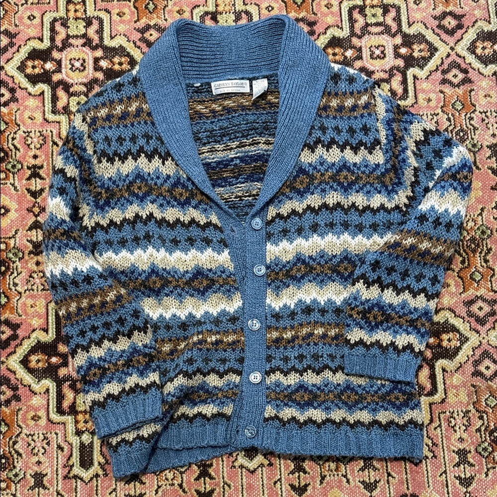 Vintage Carolyn Taylor Fair Isle Button up Sweater